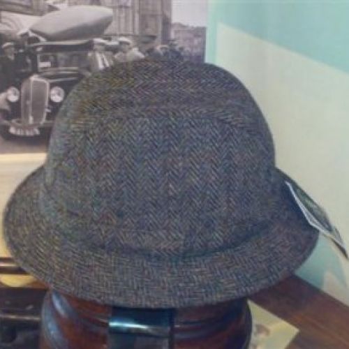 Sombrero modelo inglés HarrisTweed espiga verde